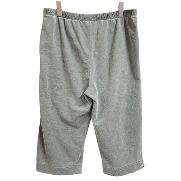Hot Cotton Green Pull On Cropped Comfort Basic Pants Size Large Minimalist - Picture 3 of 11